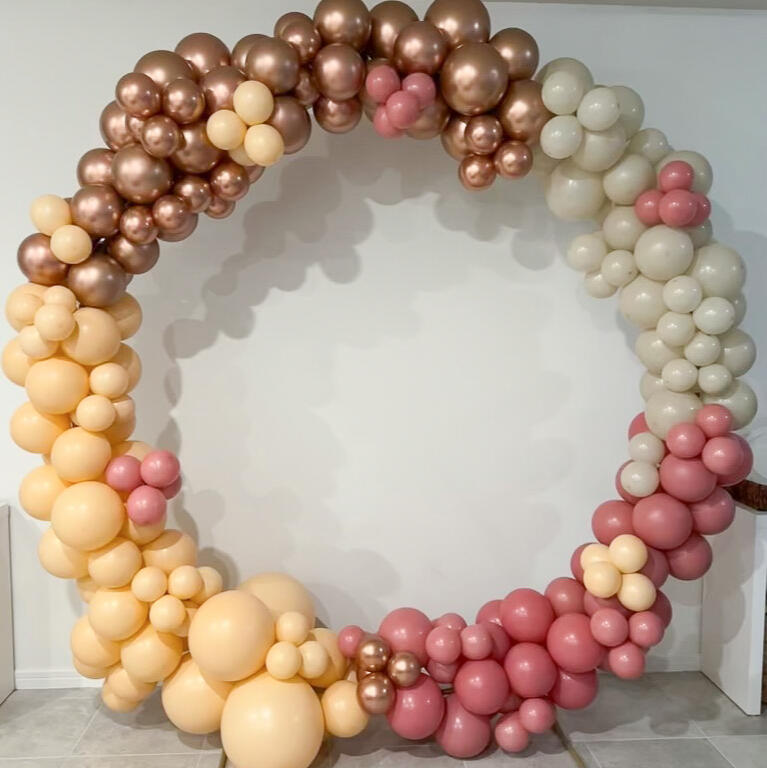 balloon hoop with rose gold accents