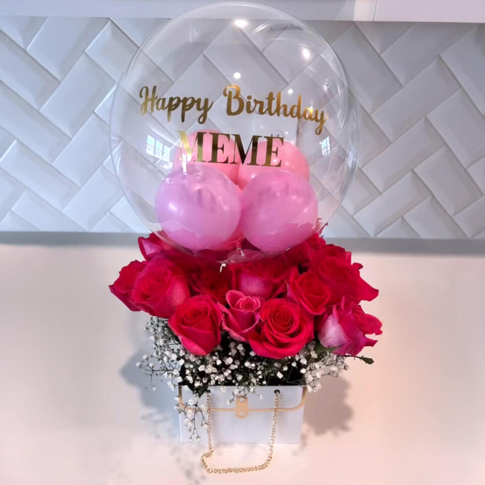birthday balloon bouquet with flowers
