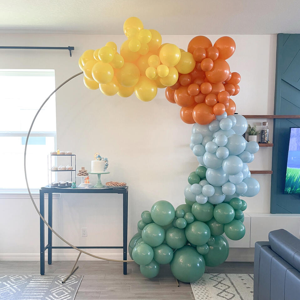 organic half ring frame with pokémon starter colors