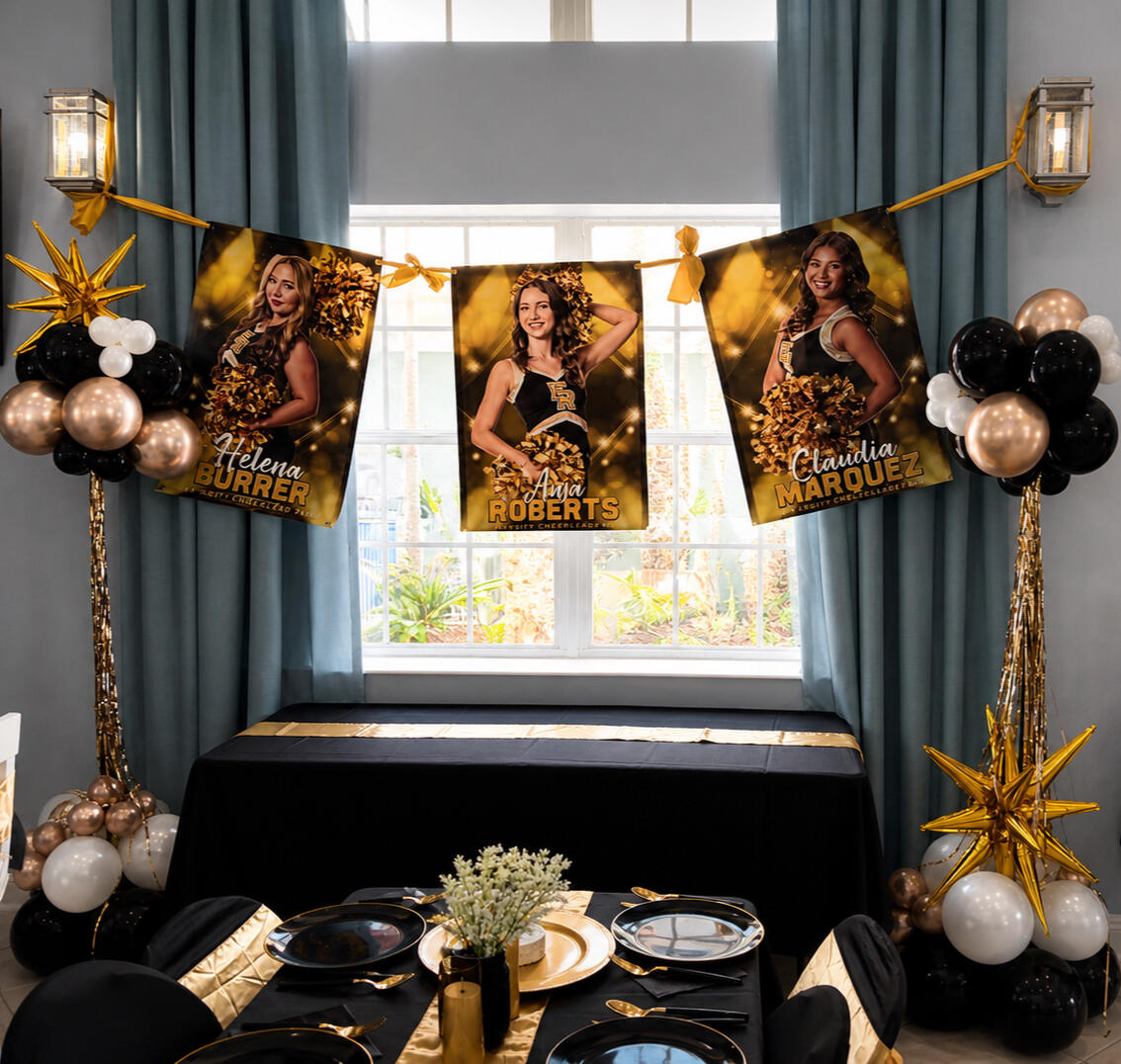 Statement Graduation Panel A fully styled graduation installation featuring custom draping, premium balloon décor, and personalized design details for a one-of-a-kind celebration.| Groveland, FL